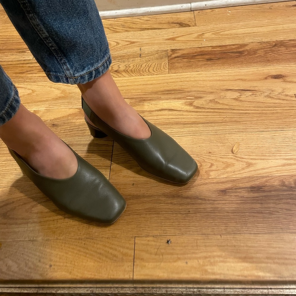 Green Everlane slip on shoes!